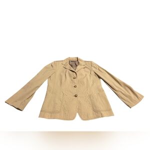 Elie Tahari Women's Cream Textured 3- Button Blazer Front Pockets Size Small